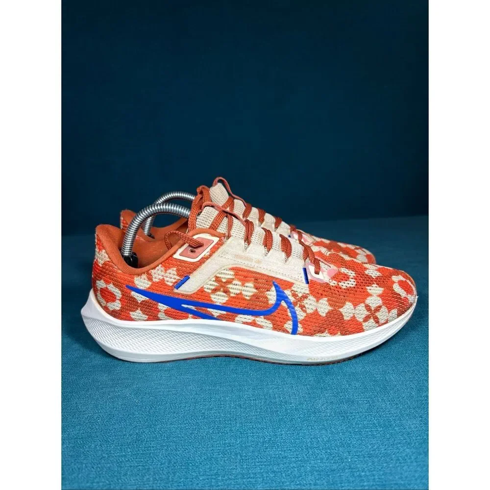 Nike Air Zoom Pegasus 40 Premium Floral Orange Blue Running Shoes Men’s Size 9 F